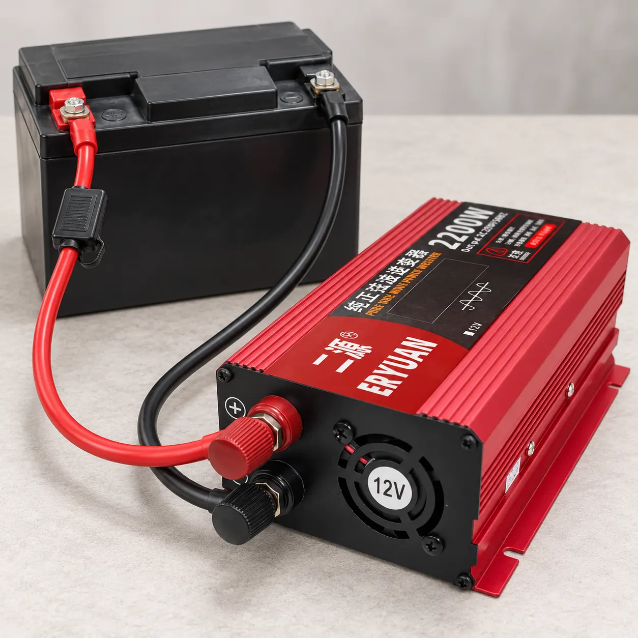 Перетворювач напруги Eryuan 2200W LCD 12В-220В / Інвертор з чистою синусоїдою та вольтметром
