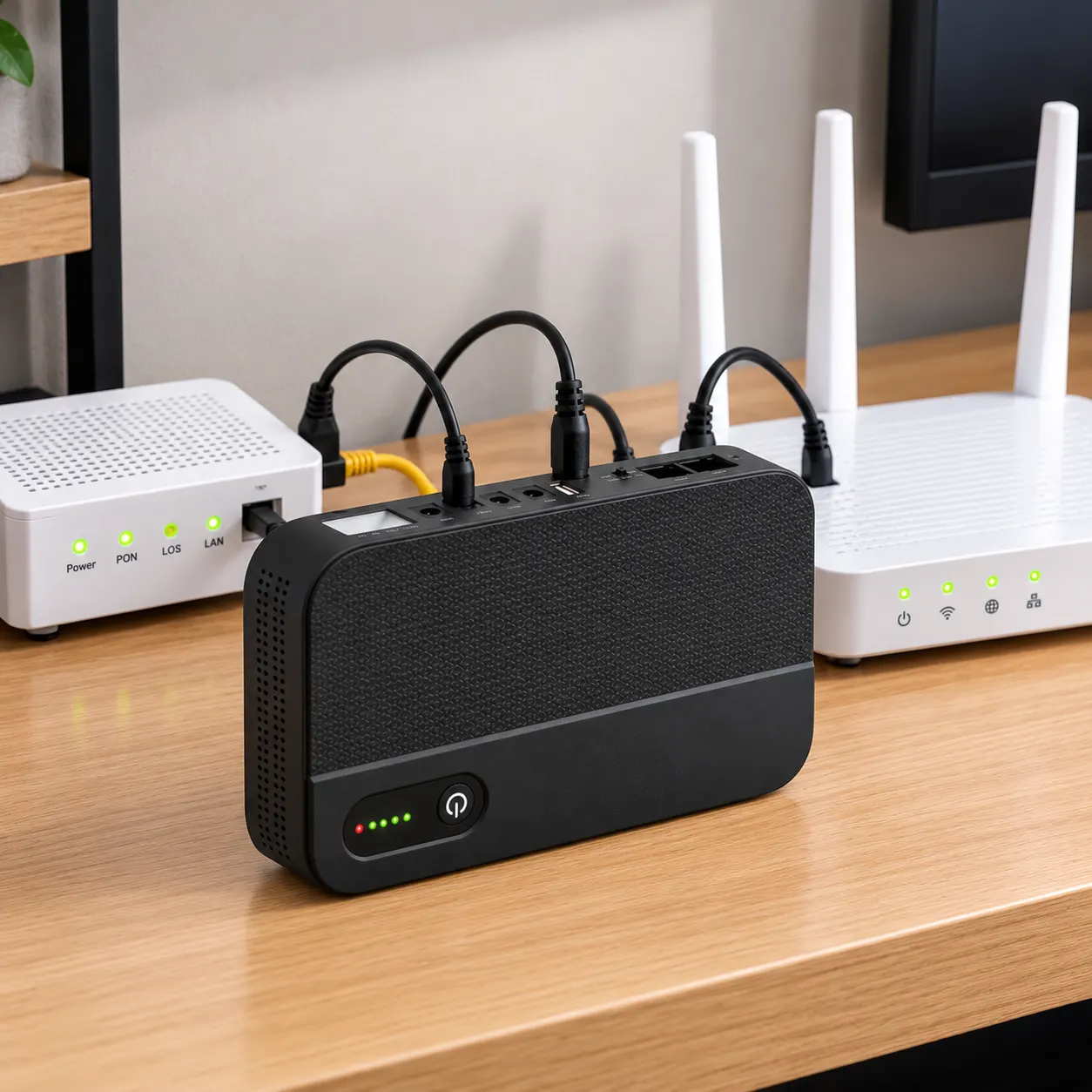 Міні UPS для роутера та відеокамер DCY-1018P / Безперебійник 10400 мАг, 5V/9V/12V, USB, POE